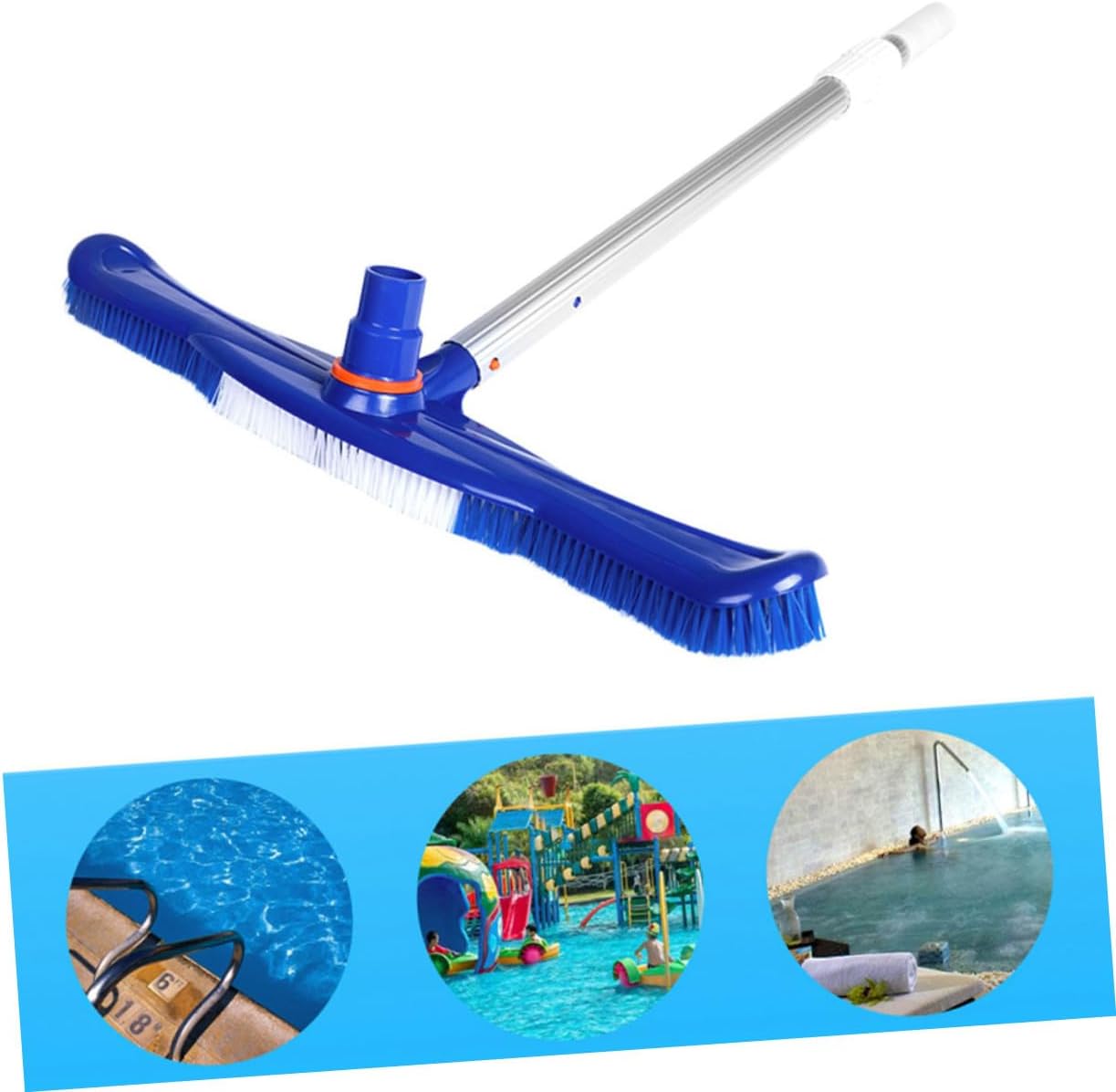 Heavy Duty 20 Inch Swimming Pool Brush with Plastic Bristles for Wall and Floor Cleaning Sturdy Pool Brush and Spa Maintenance
