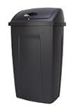 13 Gallon Black Kitchen Trash Can - Plastic Garbage Bin with Swing Top Lid for Home & Office