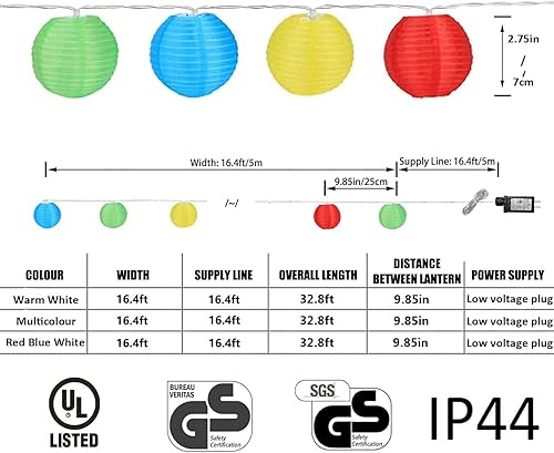 Miniatura 2 de Resonic - Guirnalda de luces tipo farol, 20 luces LED de 15 pies, conectables, impermeables, para interiores y exteriores, de nailon, para