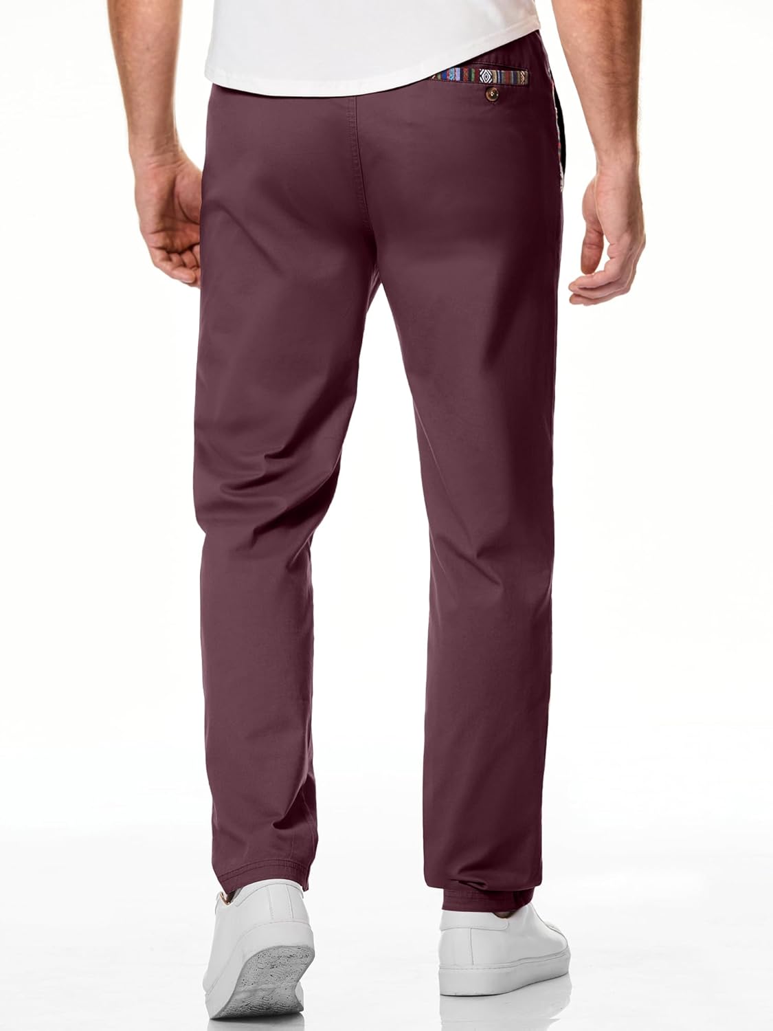 JMIERR Men's Casual Chino Drawstring Stretch Waist Twill Pants