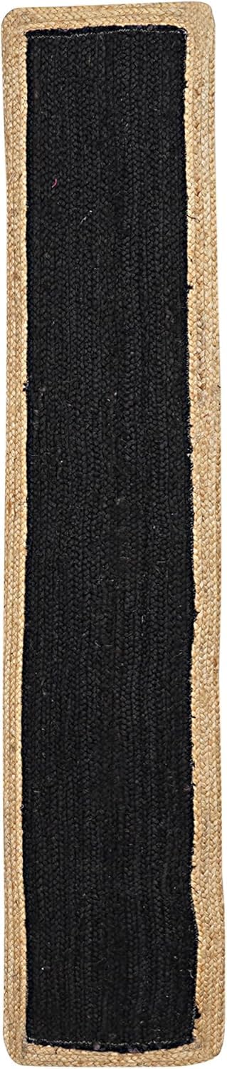 Runner da tavola in iuta nero con beige, 35 x 183 cm, decorazione indiana intrecciata a mano, decorazione per tavolo da pranzo, cucina, tavolino da caffè, decorazione bohémien