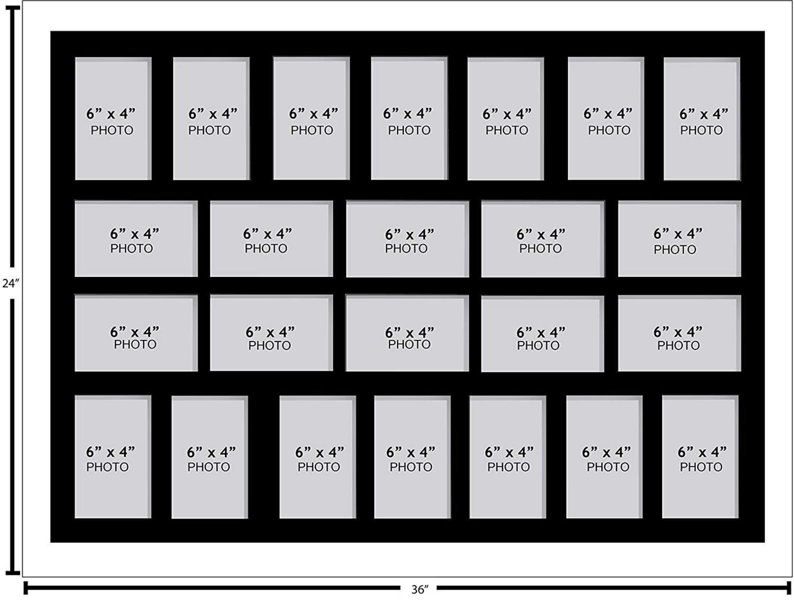 Kwik Picture Framing Ltd White Photo Frames Multiple Pictures For Wall – 24 Aperture Collage Picture Frame For 6X4 Photos | Family Gallery Display | Large 36X26 Inch Uk Made Frame (White)