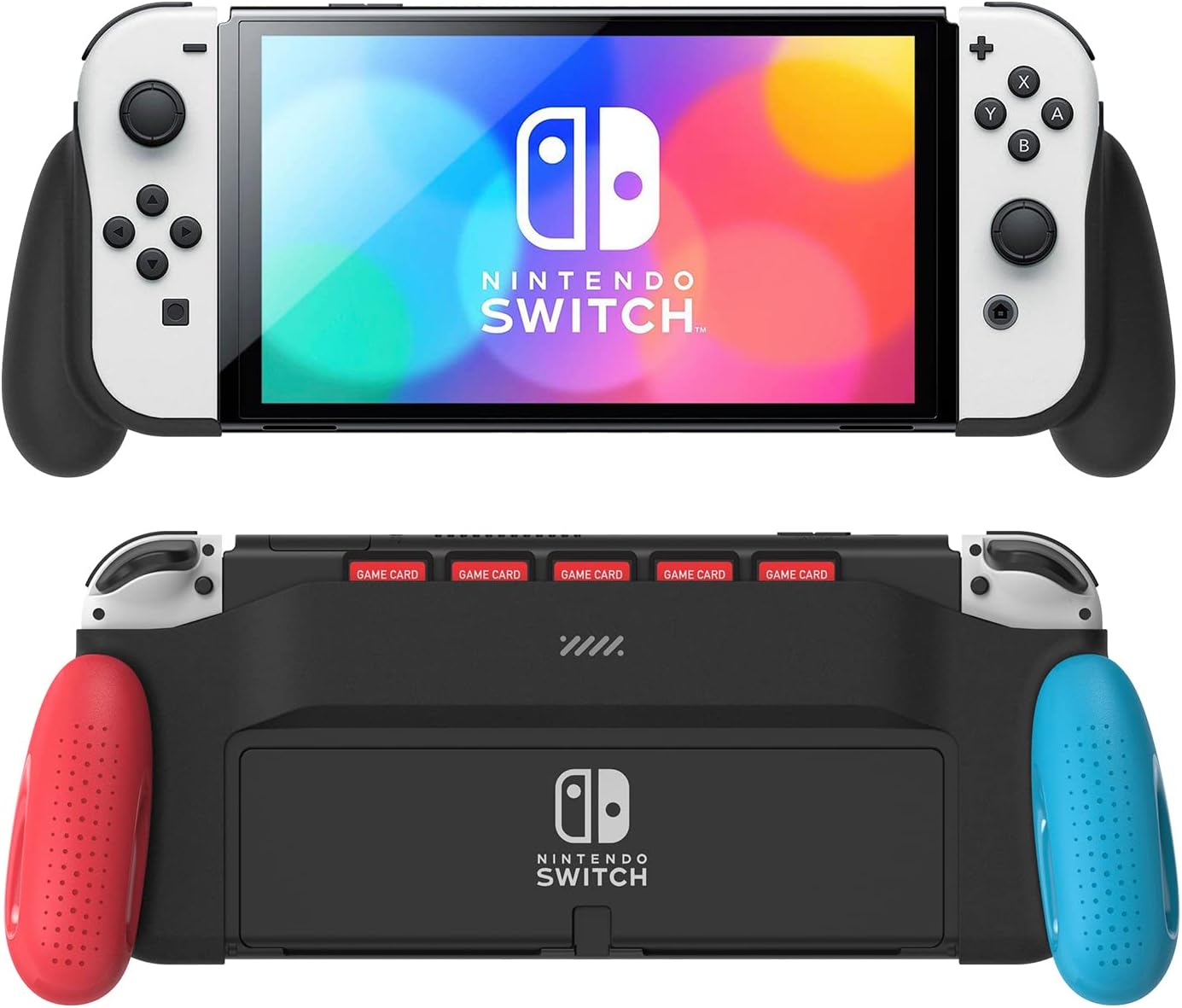 Grip Case Compatible with Nintendo Switch OLED, Unique Upgraded Designed with 5 Game Slots Comfortable & Ergonomic Grip Switch Accessories