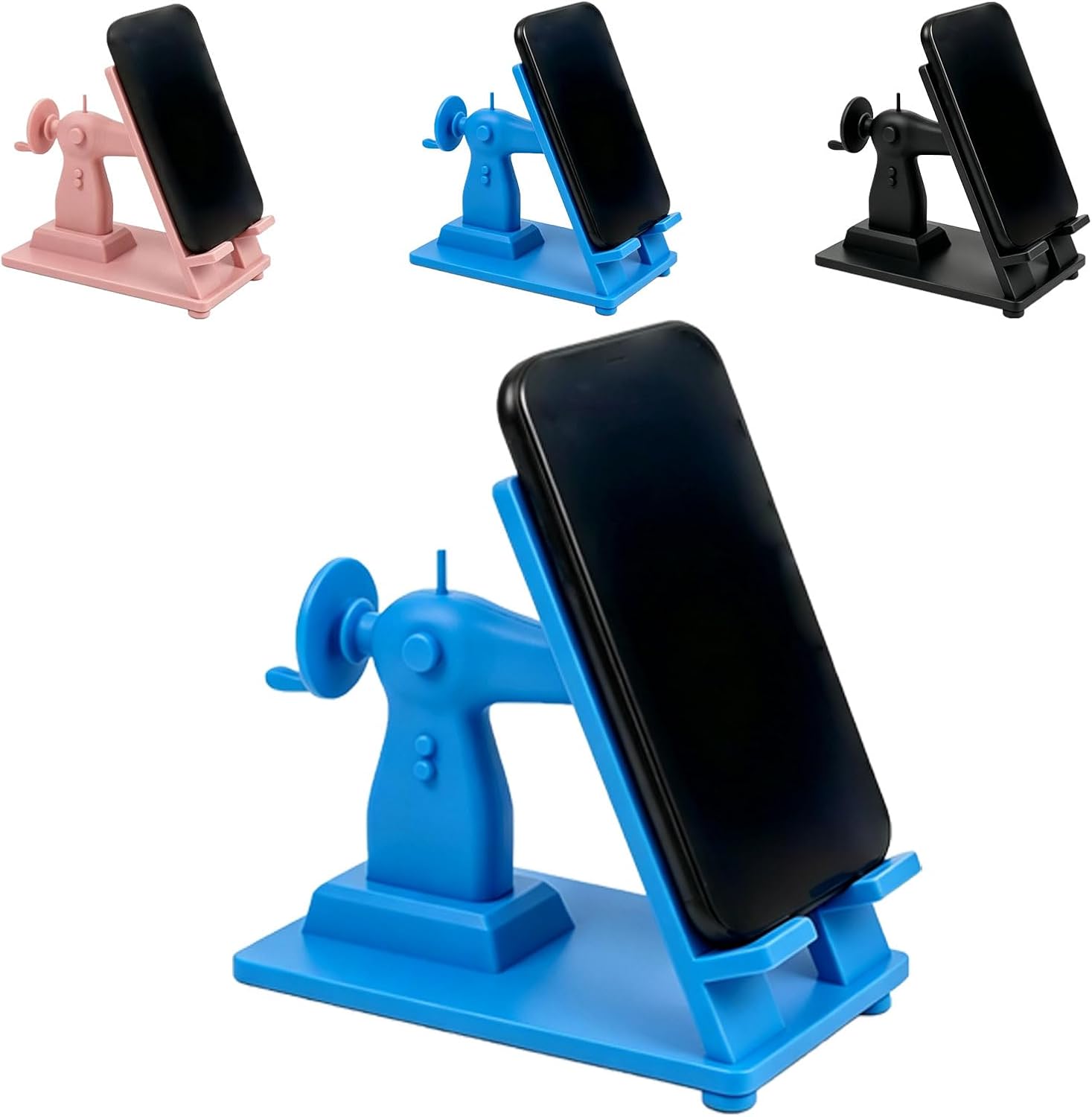 3D Printed Sewing Machine Phone Stand, Office Phone Stand, Creative Sewing Machine Shape Smartphone Holder for Sewings Room, Craft Desk and Home Office，Blue