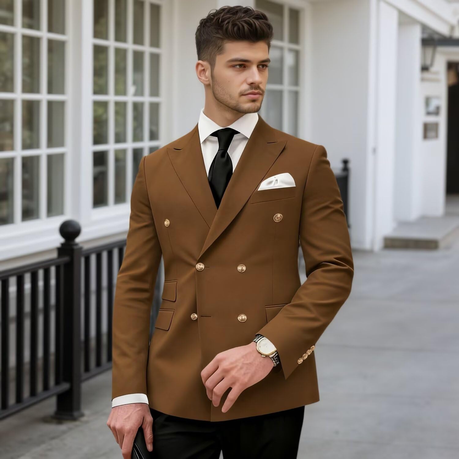 Mens Blazer Double Breasted Suit Jacket for Men Slim Fit Sports Coat, Blazer for Men Wedding Business Prom Party