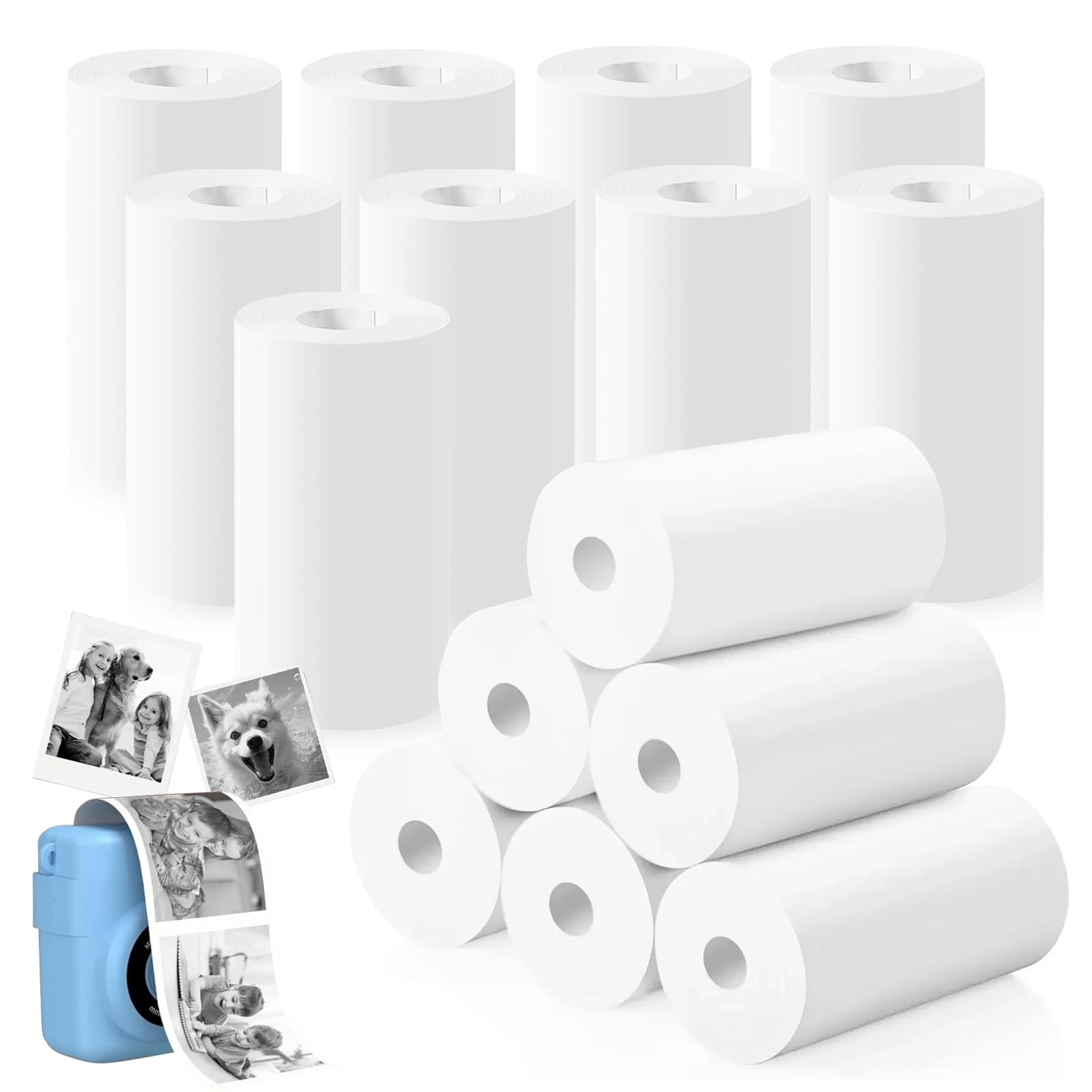 15 Rolls Kids Instant Print Camera Paper Roll, 57x25mm BPA-Free Thermal Paper, Mini Thermal Refill Paper Rolls, Zero Ink Printing Paper for Most Kids Instant Digital Camera(White)