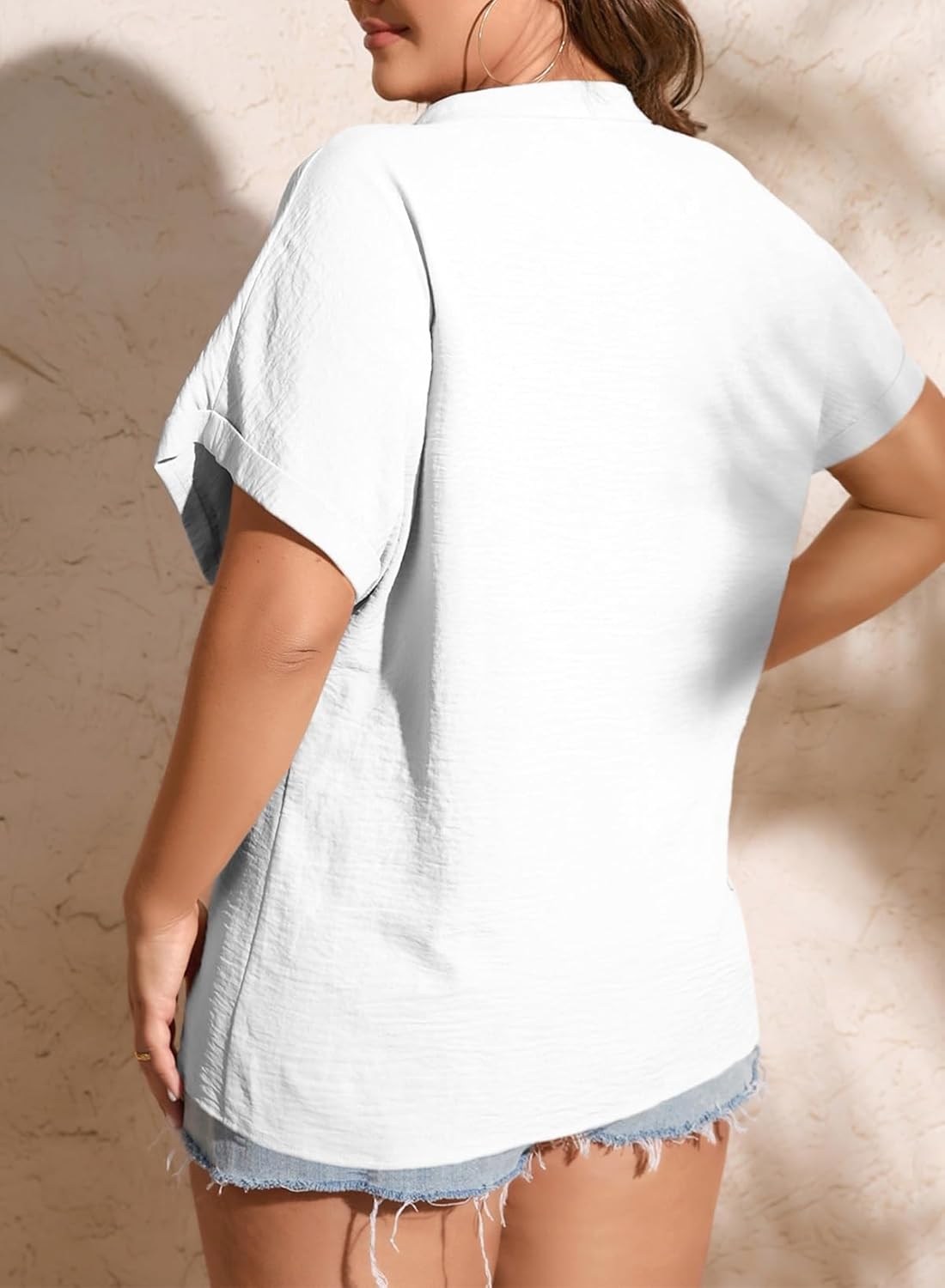 Eytino Womens Plus Size Summer Tops V Neck Short Sleeve Dressy Casual Blouse Work Shirts (1X-5X) - Image 2