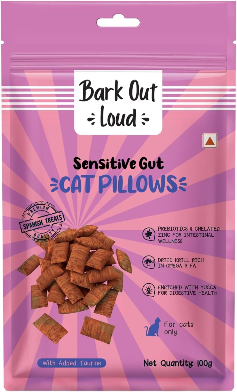 by Vivaldis - Cat Pillows for Sensitive Gut Chicken Treats | Dried Krill, Prebiotics, Taurine, Vitamin E 100G, Adult