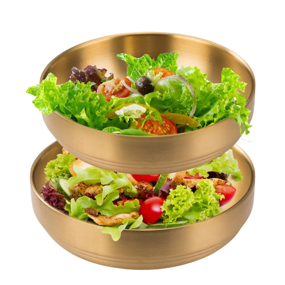 FARYODI 2 ciotole grandi in acciaio inox, con isolamento termico e anti-scottatura, per antipasti e dolcetti, ristorante coreano, matrimoni, feste