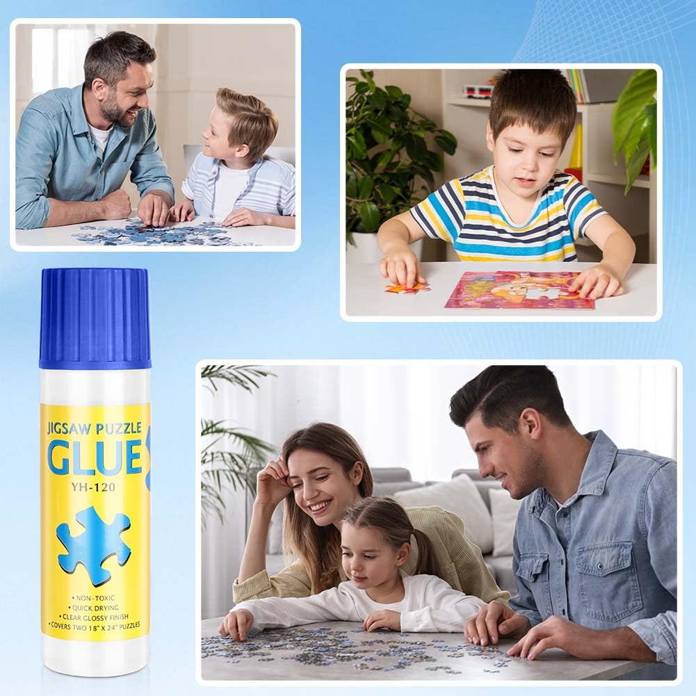 AUAUY 2x120ml Pegamento para Puzzle, Transparente Cola para Puzzle, No TóXico PVA de Secado RáPido Pegamento para Puzzles, Pegar Puzzle Sellador Conservante de Rompecabezas para 3000-6000PCS Puzzle
