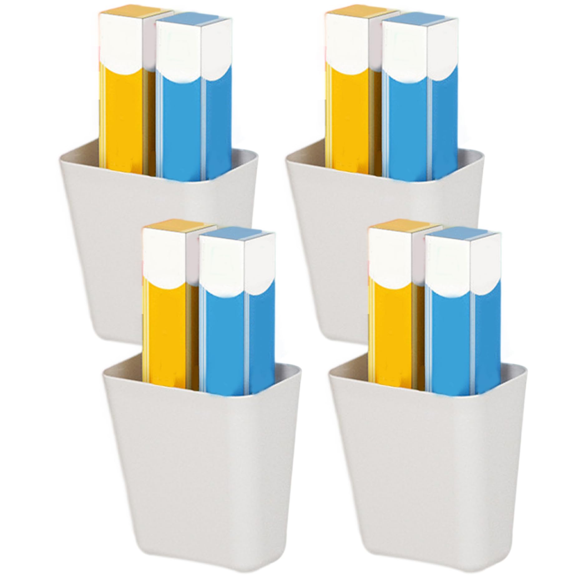 4 portavasos de pared y organizador autoadhesivo blanco para mandos y bolígrafos
