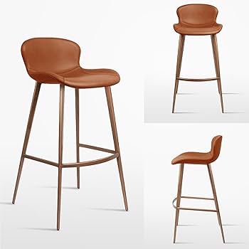 Amazon｜ブラウンモダンバースツール、イタリア製牛革張りカウンター高
