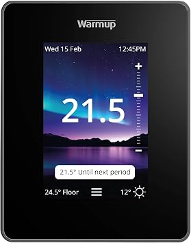 Warmup 7iE Thermostat | WiFi Smart Wired with Smartcare | Underfloor & Radiator Heating Control | Single Zone | Matter Technology | Installation is required, Onyx Black