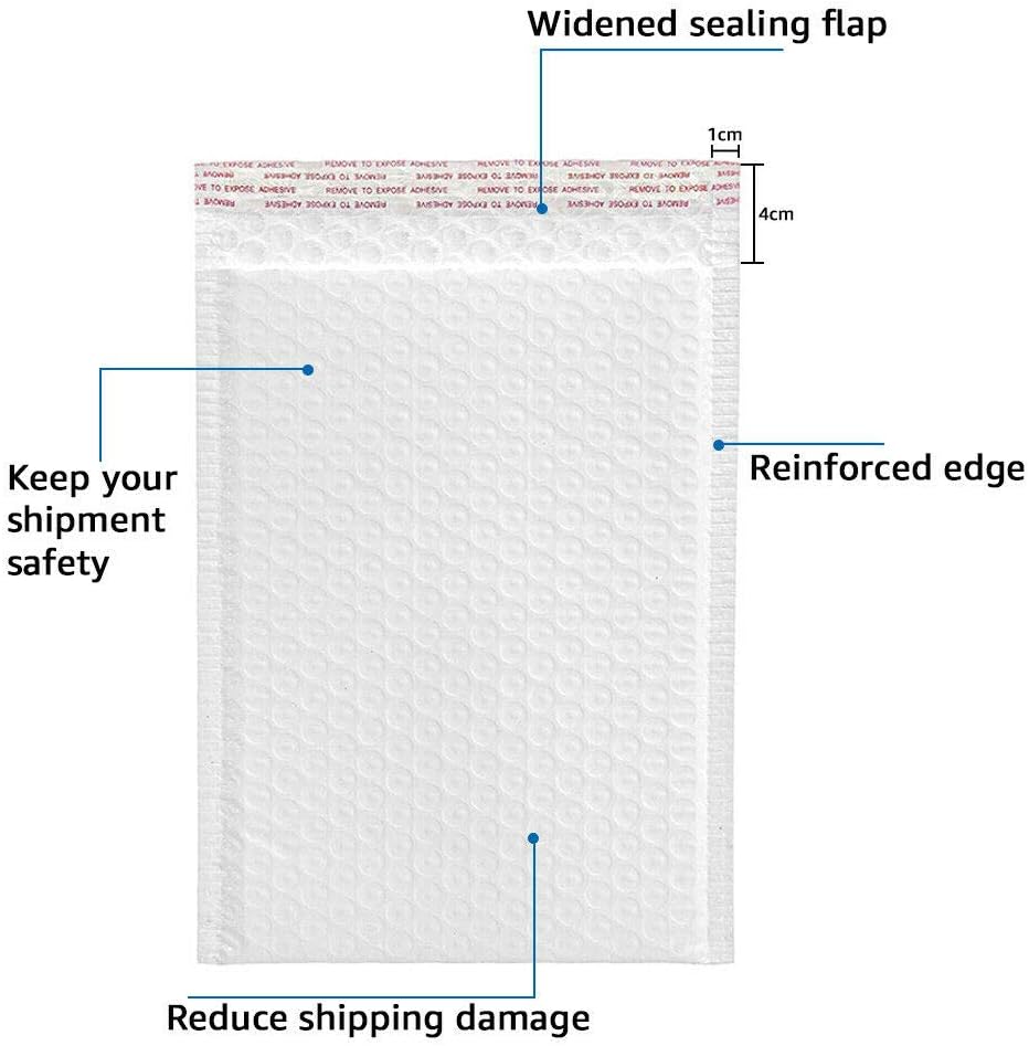 White Bubble Mailers Self Seal Padded Envelopes Polyester Shipping Bags for Offices, Home and Shops (50 Pieces Bubble 6X10)