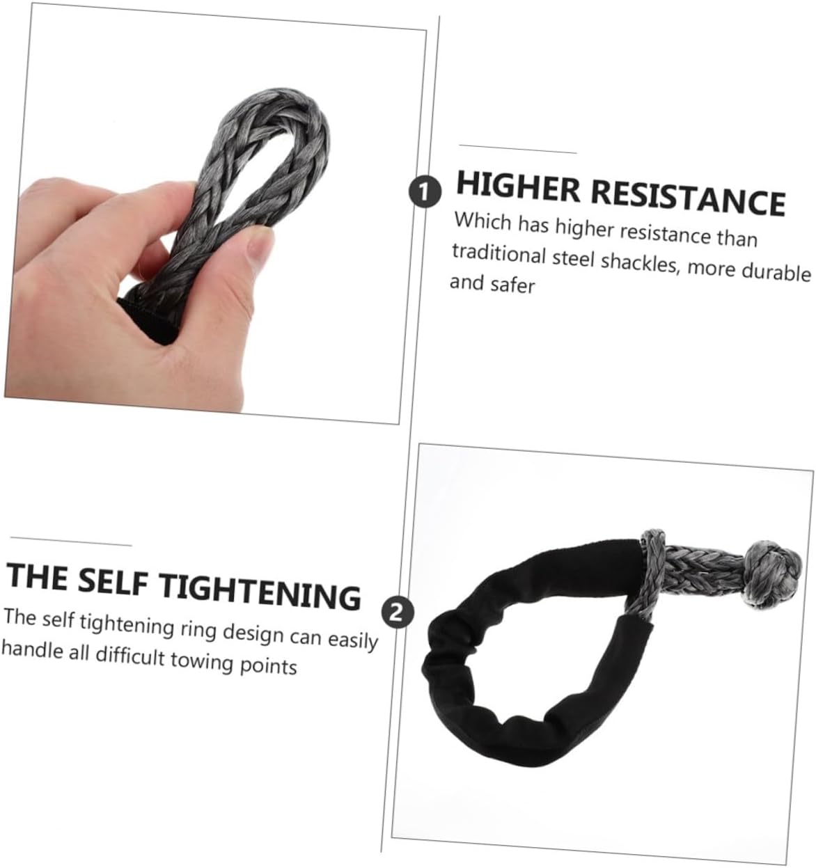 OUNONA 3pcs Car Shackle Towing Straps Synthetic Winch Cable Shackle for Off-Road Lightweight Design for Vehicle Random Color