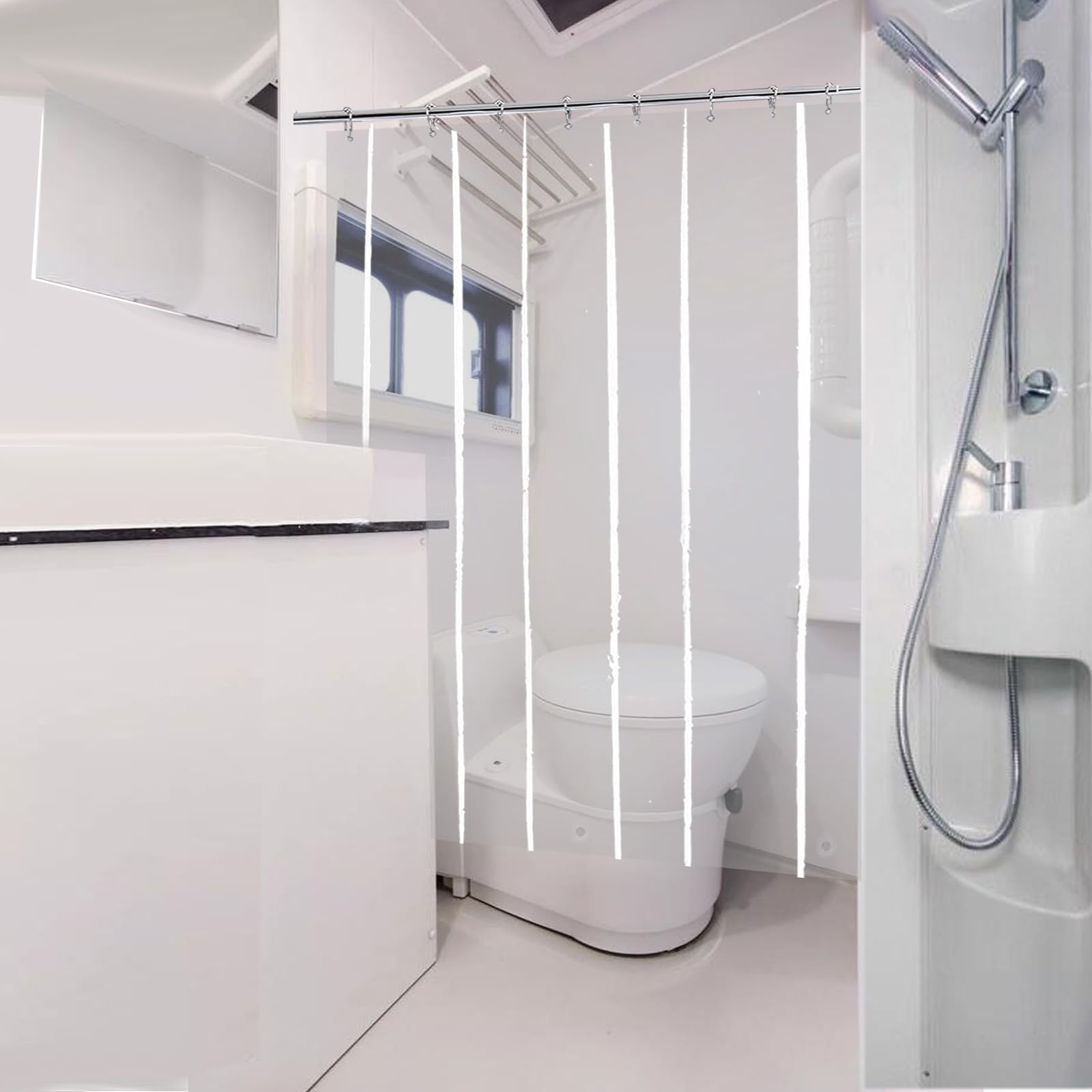 Rideau de douche court YISURE en vinyle étanche pour équiper une petite salle d'eau