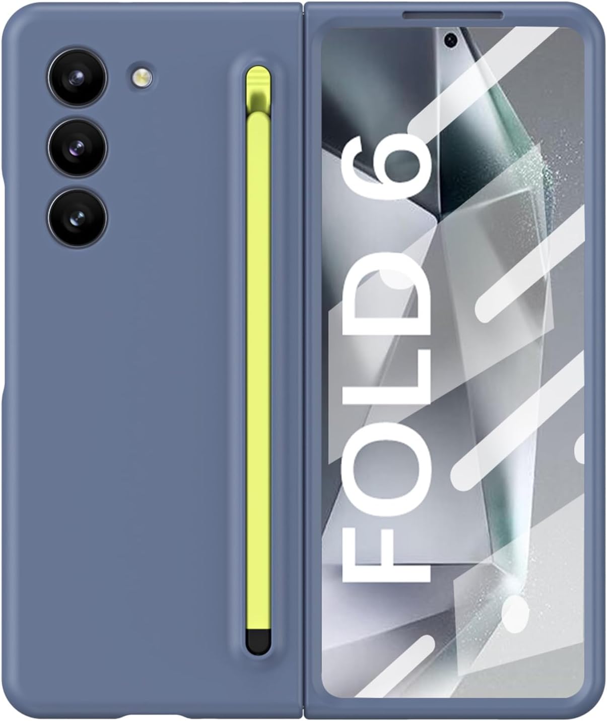 for Samsung Galaxy Z Fold 6 Case, Protective Cover with Built-in S Pen Holder Slot & Screen Protector, Military Grade Shockproof Slim Phone Case for Z Fold6, Light Blue