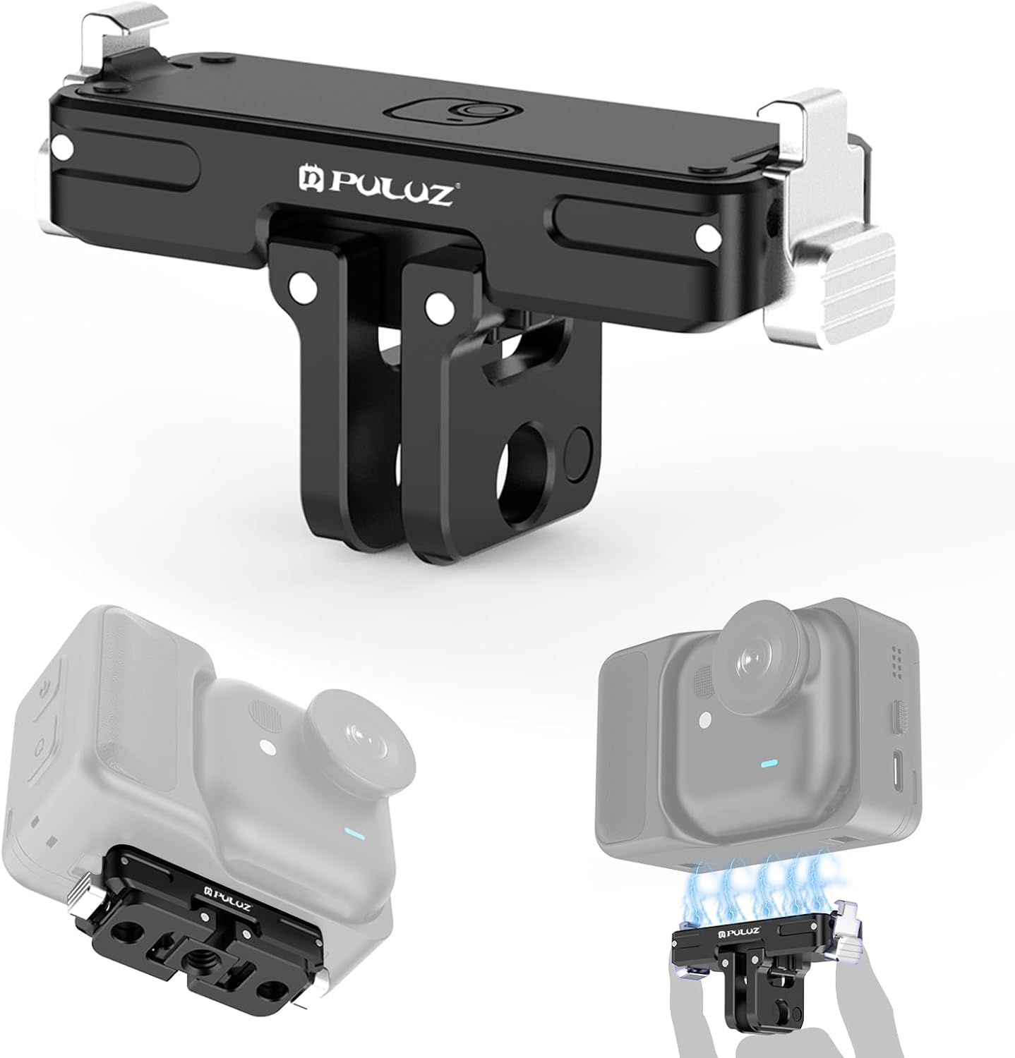 PULUZ Magnetic Quick Release Mount for Insta360 GO Ultra, Aluminum Alloy Base with 1/4 Inch Screw, Universal Quick Release Camera Mount for Action Camera Accessories