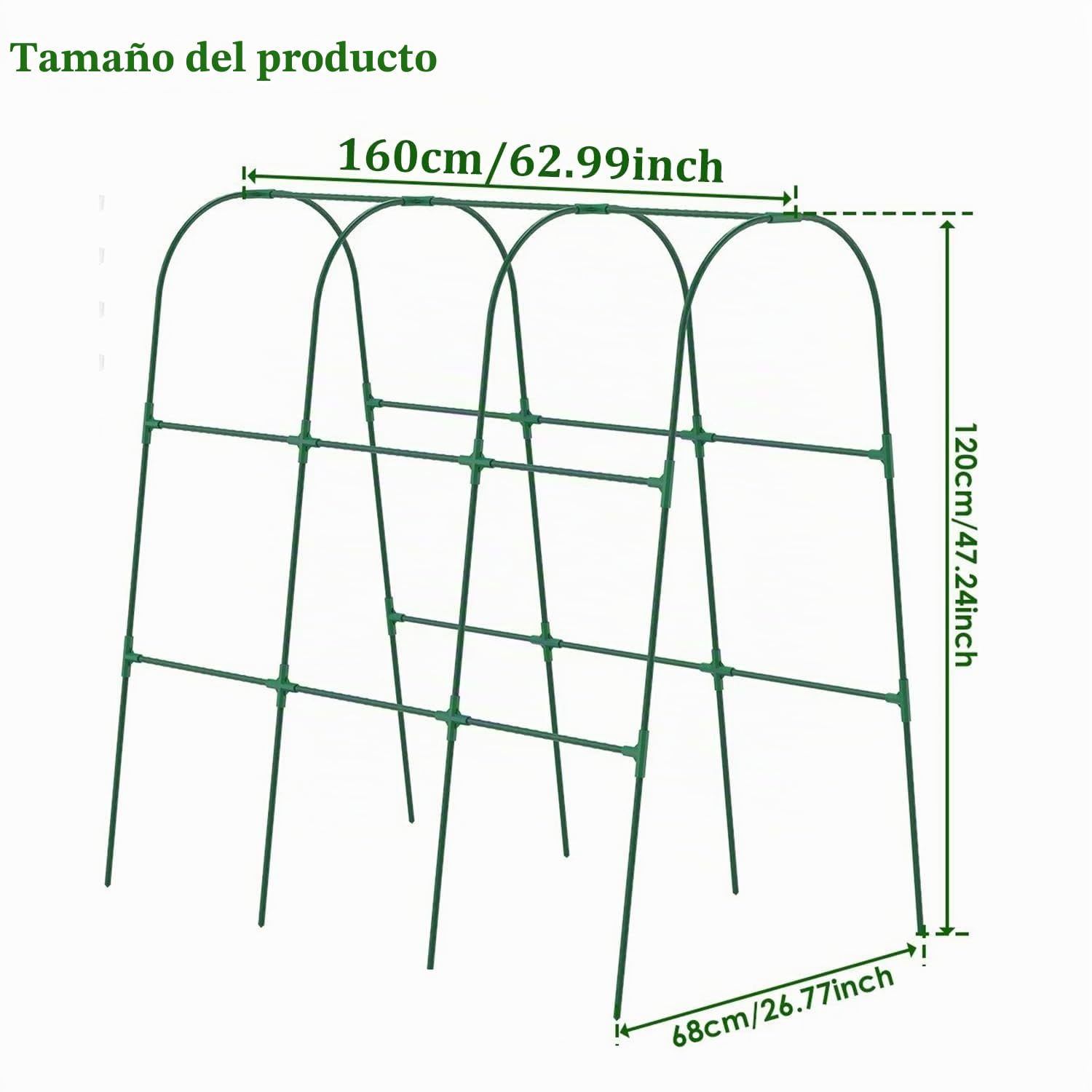 Enrejado De Tomates,Espaldera De Metal y Plástico En Forma De u,Tutor De Metal De 160cm De Alto con Pinzas De Jardín y Correa Retorcida para Plantas Trepadoras,para Verduras,Flores,Frutas