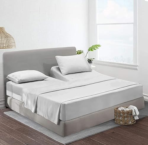 Sábanas Flex Top Cal King para sábanas de números de sueño de 32 pulgadas con división superior, 100 % algodón egipcio, sábanas ajustables de 800 TC