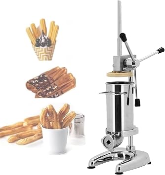 Manual Churro Machine, 2L/3L Manual Churro Machine, 5 Types of Molds, Vertical Stainless Steel Spanish Churrero Machine, Small Dough Stick Machine 2L
