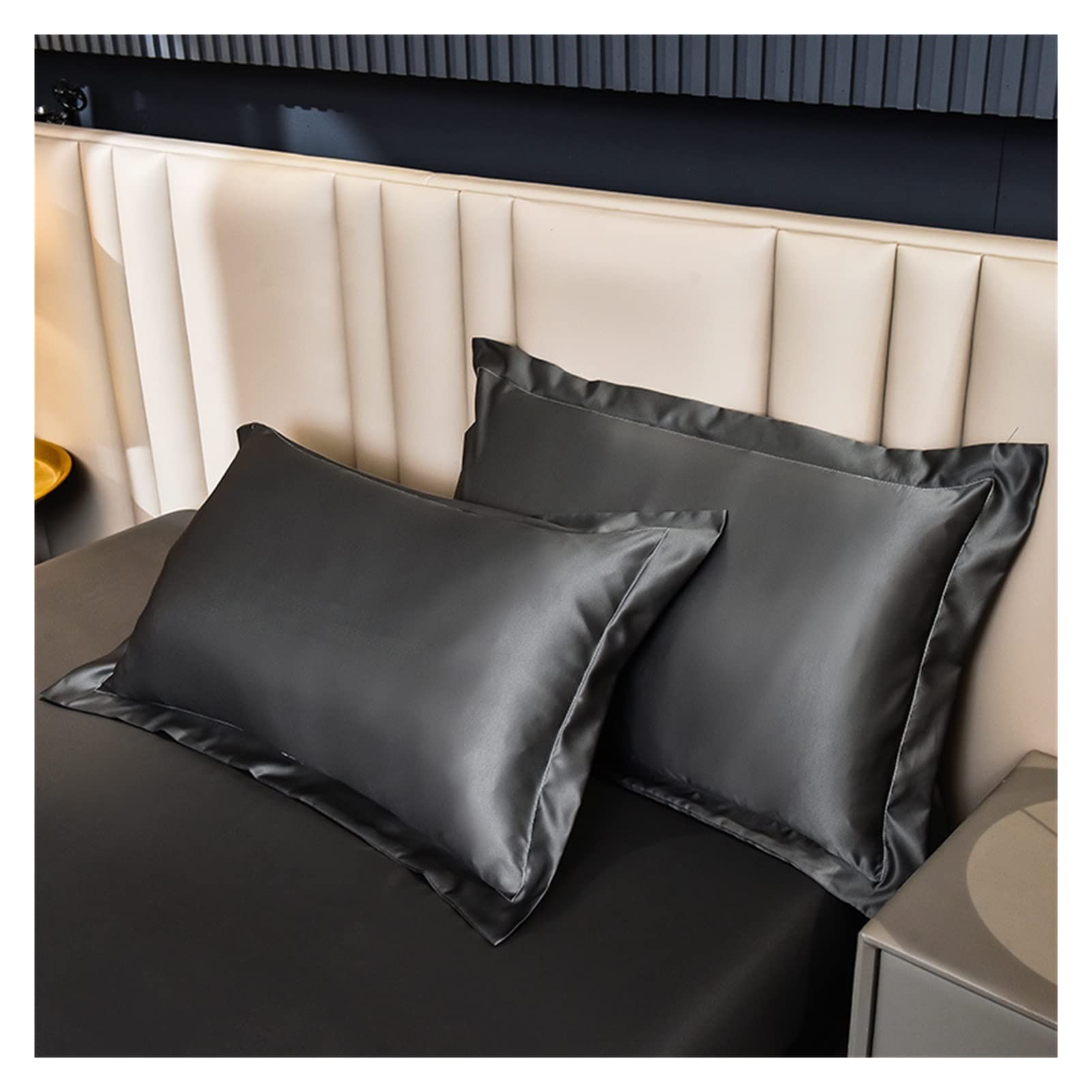 Prześcieradło z tkaniny Ice Silk, Wielokolorowe prześcieradło z jedwabiu lodowego, wiele rozmiarów, można prać w pralce(Green,Only Pillowcase 2Pc)