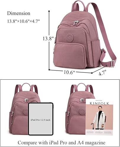 Miniatura 4 de Collsants Mochila pequeña de nailon para mujer, mini mochila de moda para mujer, mochila de viaje pequeña, Rosado, Mochilas Daypack