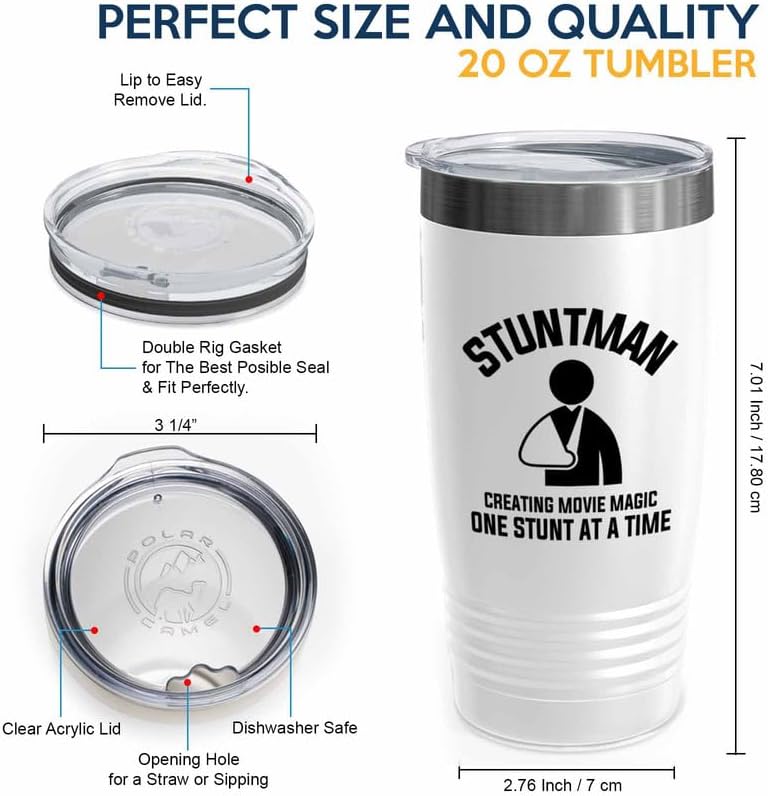 Stuntman White Edition Viking Tumbler 20oz - Stuntman Creating movie - Stunt performer training Film choreography Actor Talent Work image 5