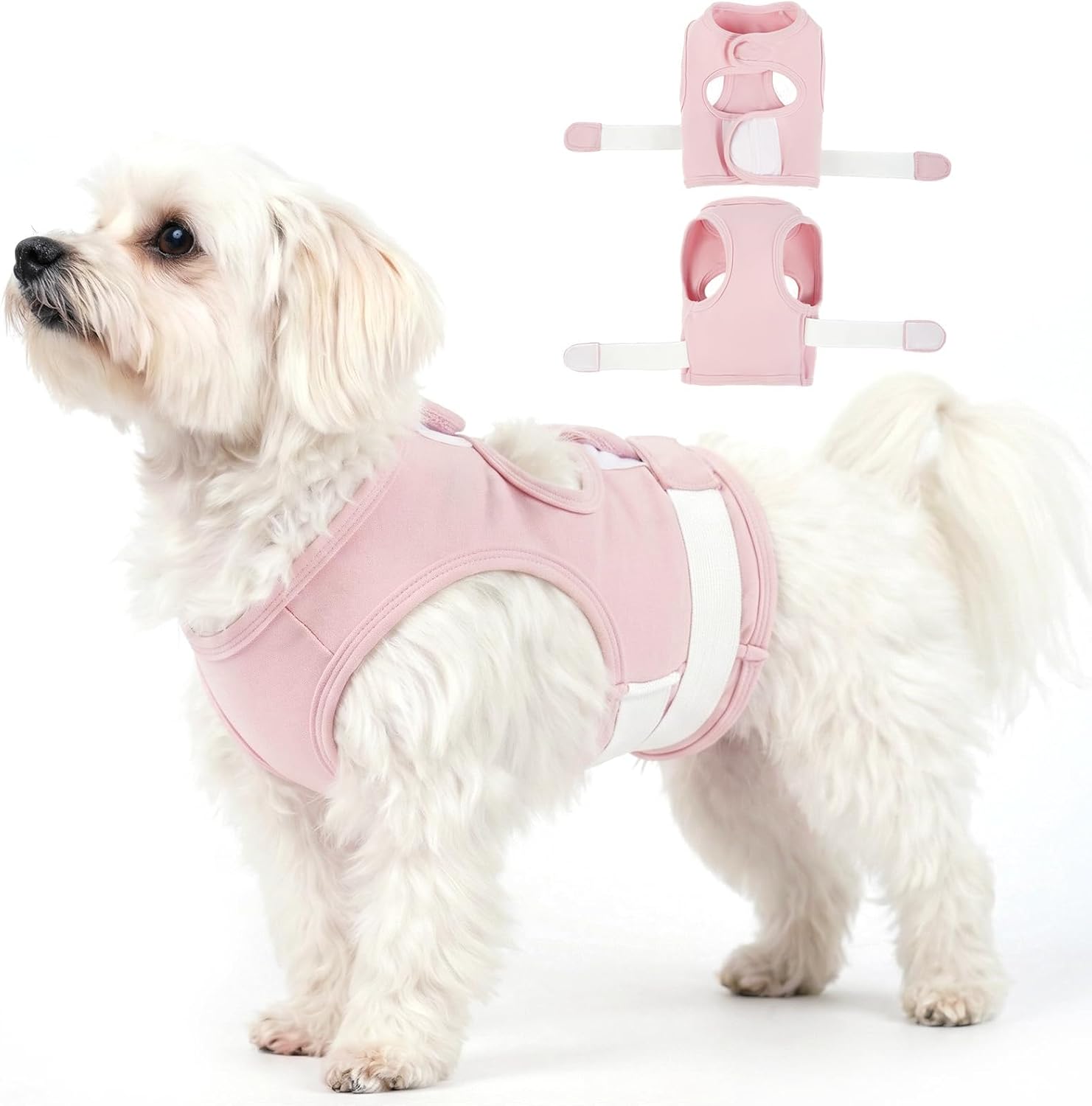 Anxiety Relief Vest for Small Dogs-S | Elastic Band Hook-and-Loop Wrap Around The Chest,Lightweight Calming Vest Easy to Wear,Relief Stress for Separation,Fireworks (Pink)