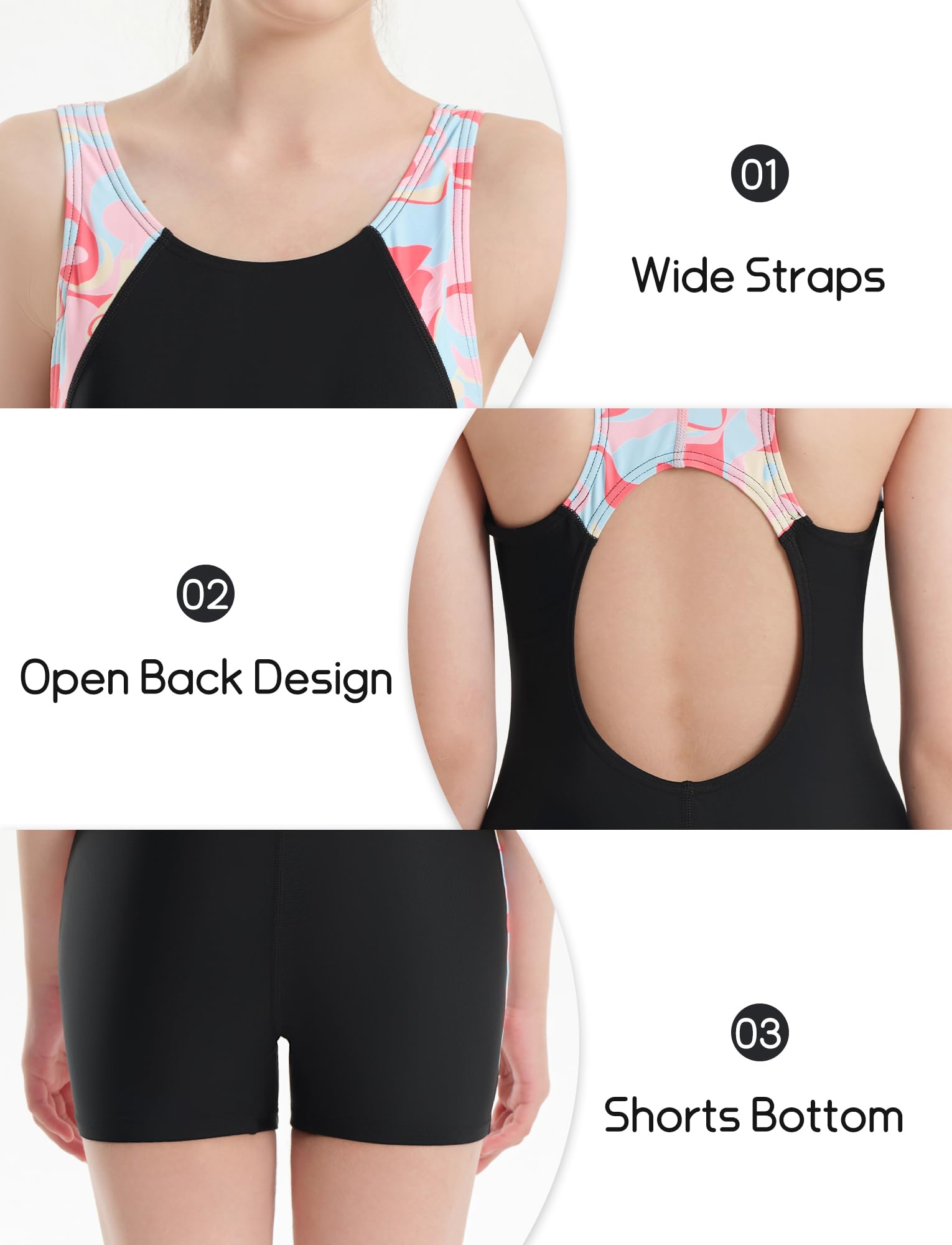 Maillot de Bain Une Pièce Enfant Fille Combinaison de Natation à Séchage Rapide Rashguards sans Manche Dos Nageur 5-13 Ans
