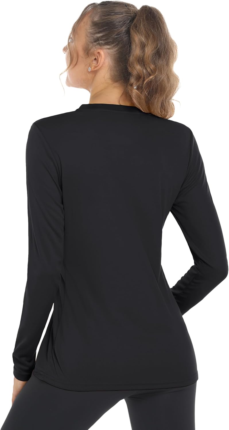 Women's Long Sleeve V Neck Workout Tops UPF50+ Sun Protection Moisture Wicking Lightweight Swim T-Shirts - Image 2