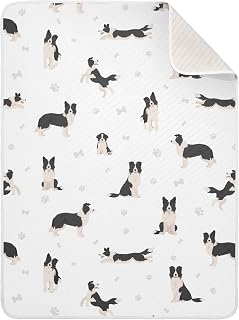 Ollabaky Dogs Border Collie Baby Blanket for Boys Girls Cotton Throw Blanket Swaddle Blanket for Crib Stroller Nursery Receiving Blanket Infant Toddler Unisex 30"x40"