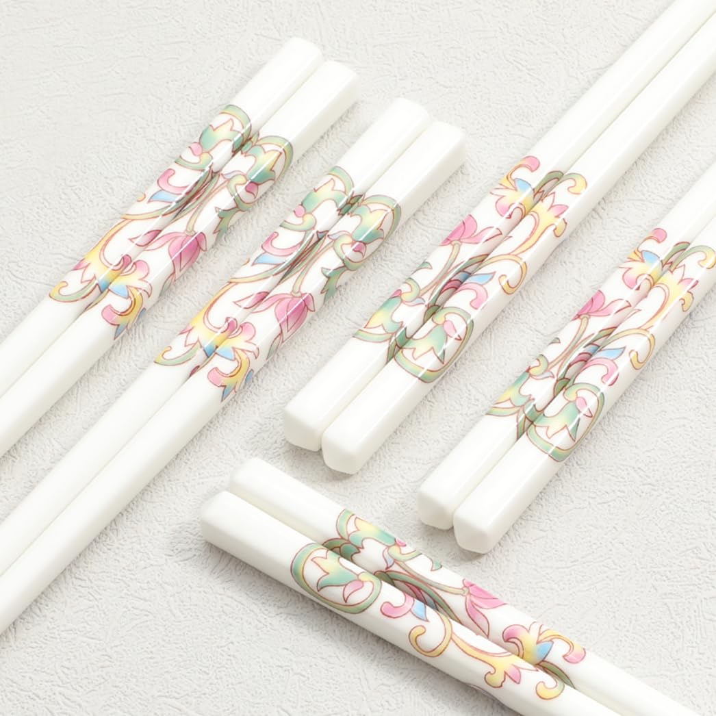 Coffret cadeau de baguettes en porcelaine chinoise, coffret cadeau de baguettes réutilisables lavables au lave-vaisselle avec étui, baguettes en céramique osseuse de haute qualité avec boîte déli