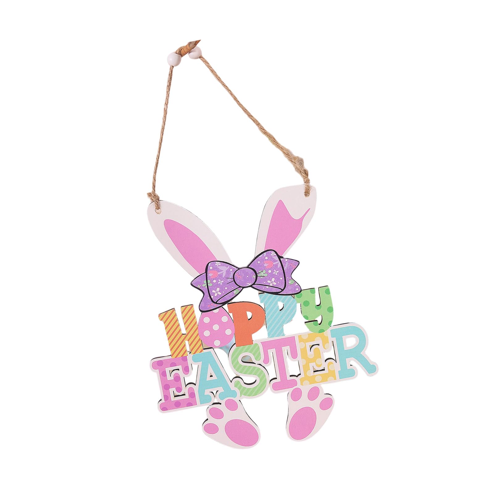 Jazuaiao Happy Easters/Spring Wooden Hanging Sign Bunnies Sign Door Decoration Easters Wood Wreath for Front Door Decors Happy/spring Hanger