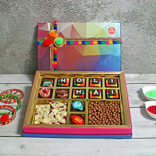 Image of Velvet Fine Chocolates Premium Gift Hamper Pack with 12 Premium Chocolates (100 Gm Coated Butterscotch, 50 Gm Thandai Bar) | Gift for Family, Friends, Employees