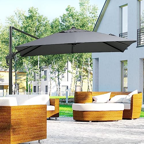 Outsunny 8 X 8Ft Cantilever Patio Umbrella Square Offset Umbrella Outdoor Market Hanging Umbrella With 360° Rotation, 5 Adjustable Tilt Angles For Deck, Lawn, Backyard And Pool, Dark Gray #TOP1