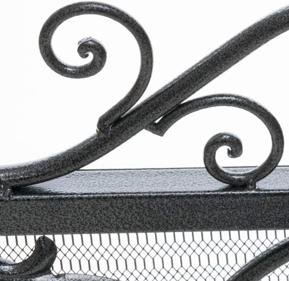 Christopher Knight Home Wilmington Fireplace Screen, Silver Flower On Black