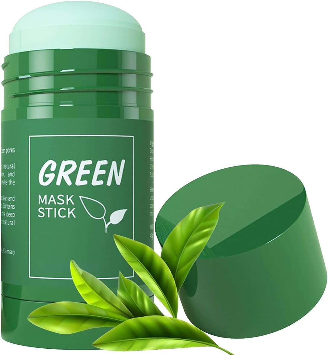 Green Tea Mask Stick for Face, Purifying Solid Green Clay Stick Mask For Blackhead Remover, Anti-Acne Oil Control & Clean Pores for All Skin Types Women and Men