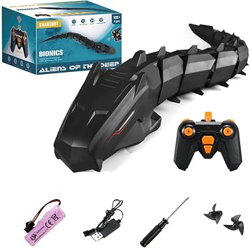 2.4G APP Remote Control Giant Python with Camera, Flexible Spine Water Snake Robot with Dual Speed Modes & Dual Control, Waterproof RC Snake for Adults, Black