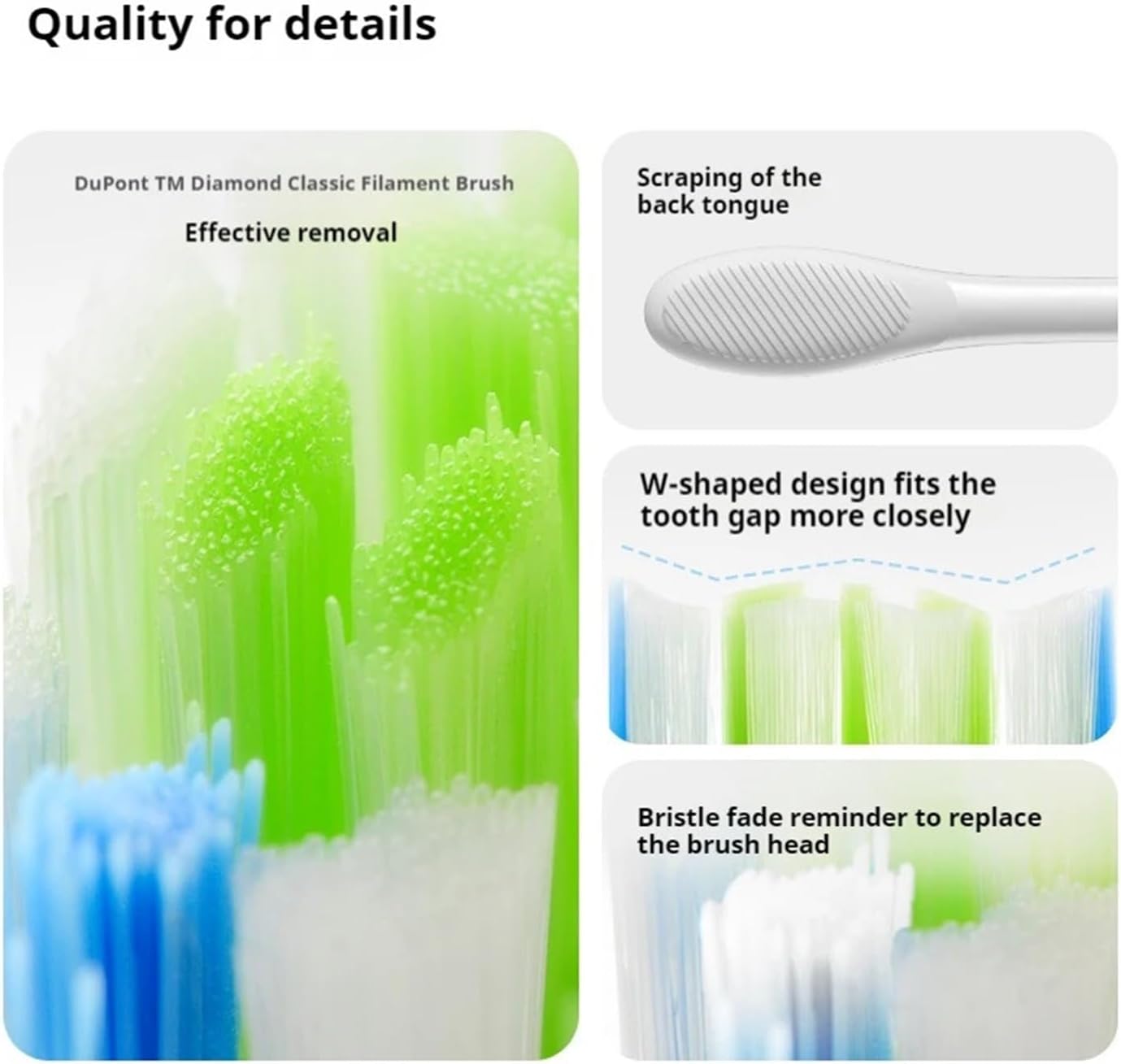 6 Pcs Replacement Brush Heads,Compatible for Oclean Flow/X PRO Elite/X /F1/Z1/One/ Air2 Sonic Electric Toothbrush Nozzles