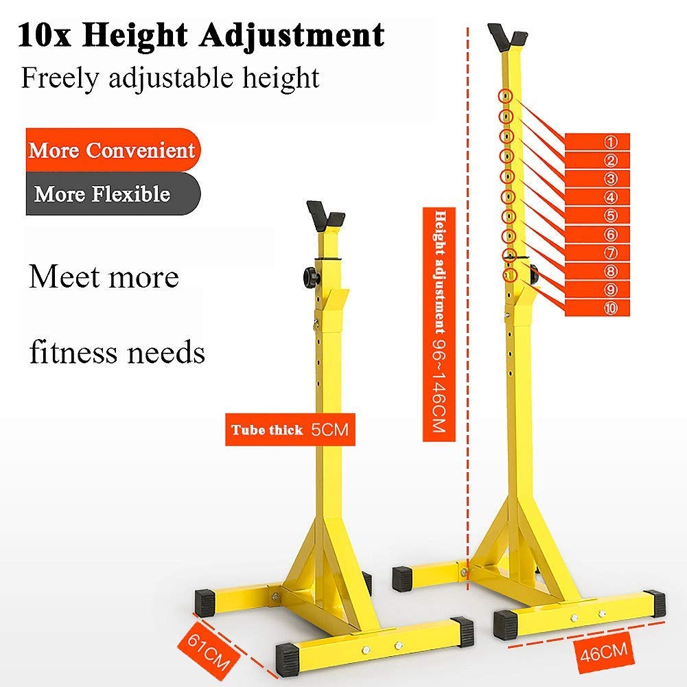 OTQEFTN Large Split Squat Stands - Multi-Function Barbell Rack Dumbbell Bench Press, Solid Steel, Home Gym Strength Exercise Equipment, Adjustable Height