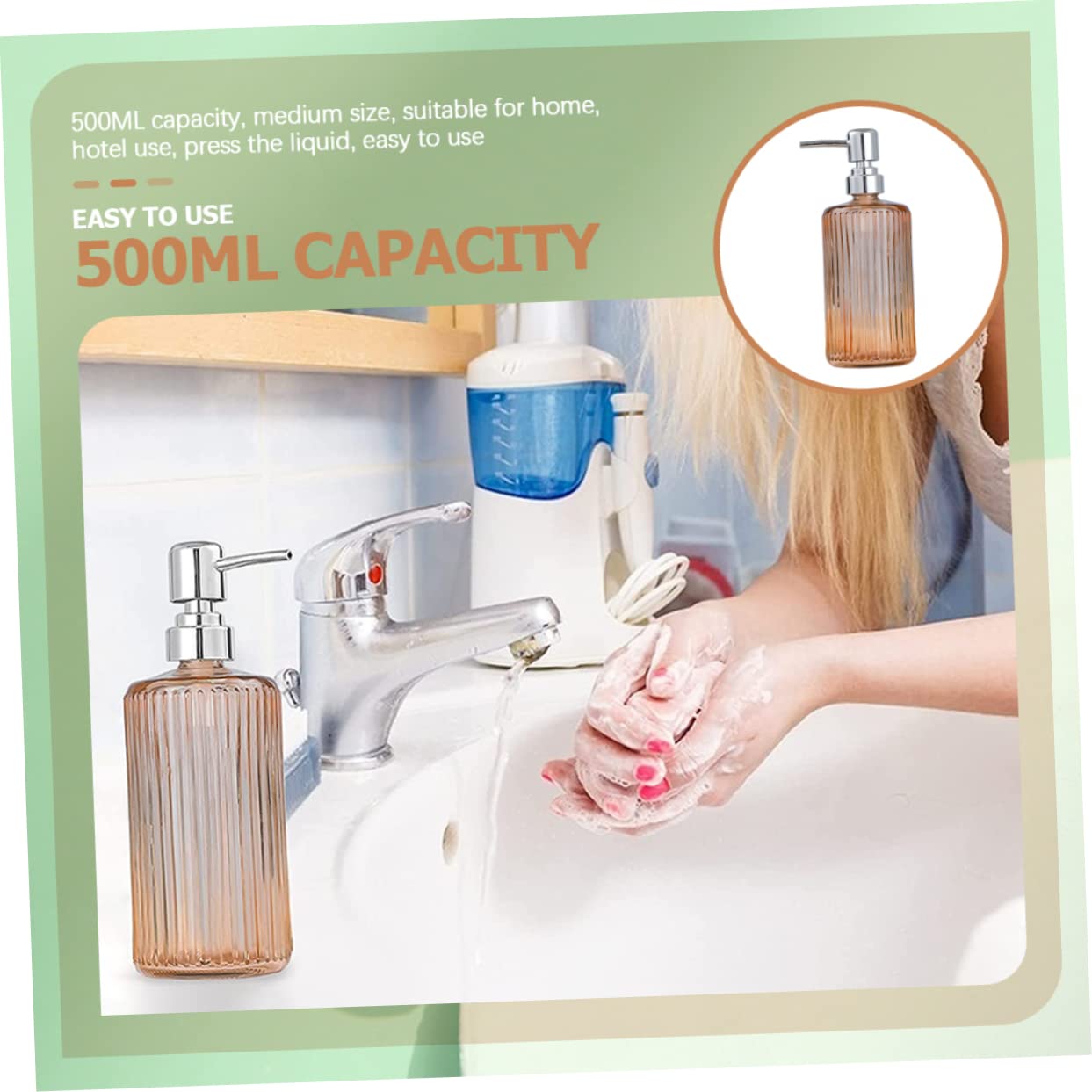 Botella Dispensadora de Jabón de Manos de Vidrio 500ml, 3piezas