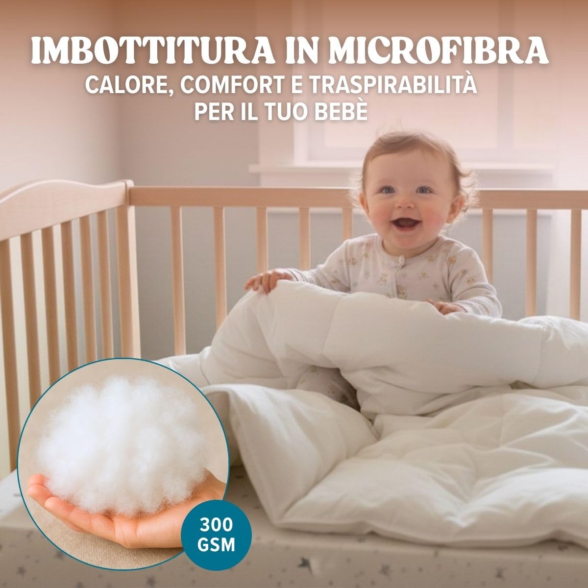 DREAMWAY Piumino per Bambino 300 g/m² – 100x135 cm per Lettino70x140 cm – Anallergico, Antiacaro, Morbido e Traspirante – 100% Microfibra – Certificato OEKO-TEX®