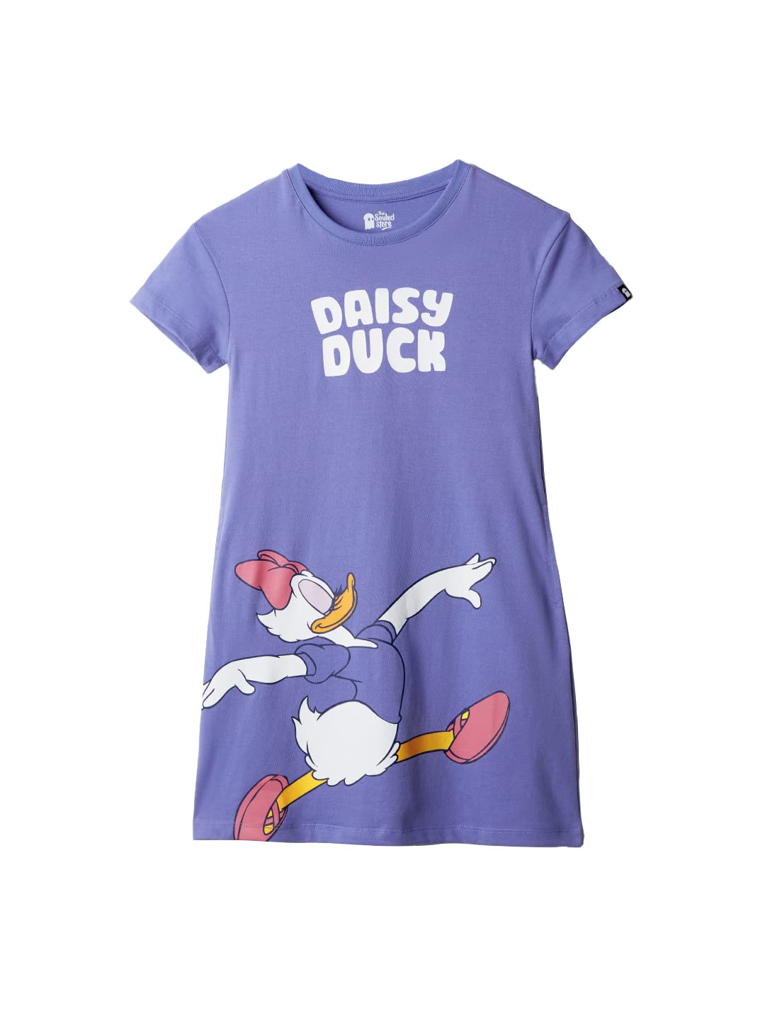 The Souled StoreOfficial Disney: Daisy Duck Girls and Kids Half Sleeve Graphic Printed Cotton Blue Color T-Shirt Dresses