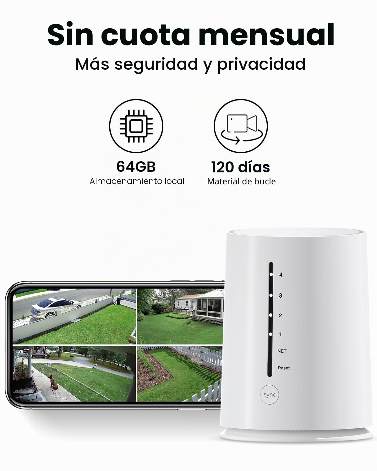 ARCCTV Cámara Vigilancia Exterior, Camara 360 Grados, 4 Unidades | Sin Suscripción, 360° PTZ, 4 Pantallas en 1, Detección de Personas, Visión Nocturna a Todo Color, con Tarjeta SD Incluida