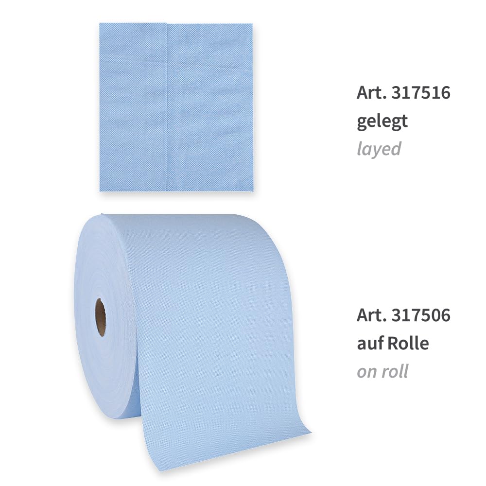 1 Stück Hygoclean Reinigungstücher | Zellulose, Rolle, blau, B: 34cm, L: 29,5cm, 78gr-m², Kerndurchmesser: 7cm, Laufmeter: 240m, Abrisse: 800, Reinigungstücher, Putztücher, Lappen