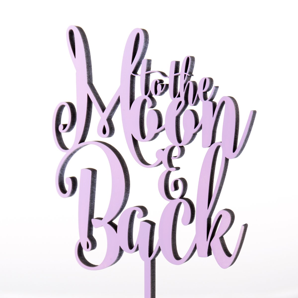 KLEINLAUT 3D-Schriftzug Cake Topper to the Moon and Back in Größe: 25 x 37,6 cm - Dekobuchstaben - 32 Farben zur Wahl - Pastell Rosa