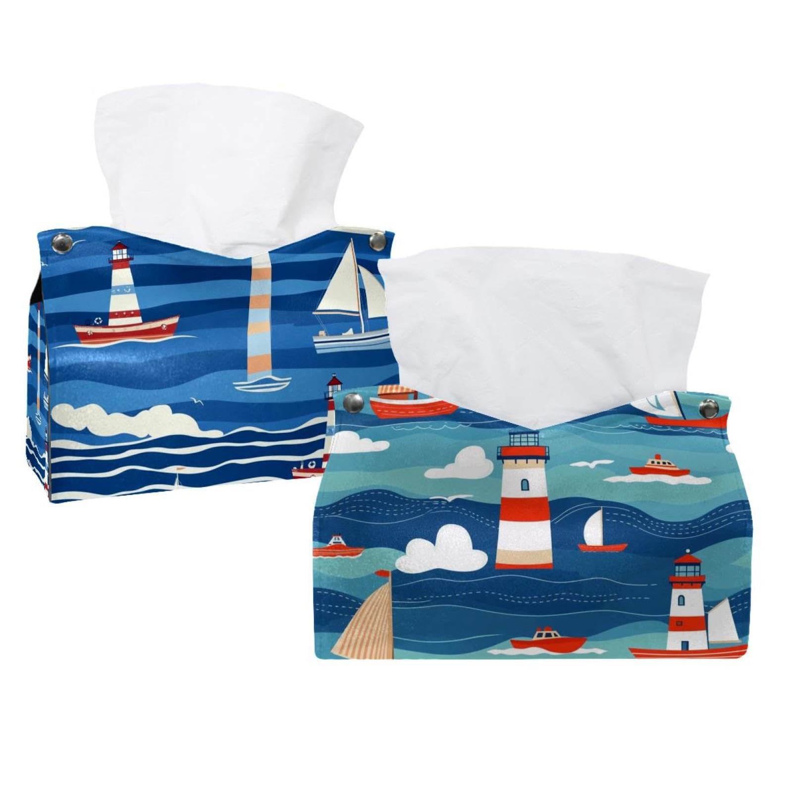 Boîte à mouchoirs en cuir au design phare de bateau avec finitions raffinées