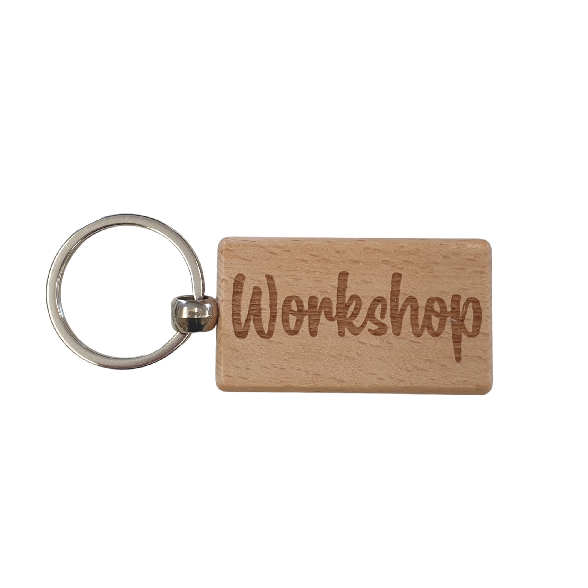 Decalarama Brown Workshop Keyring Gift Nice Cute Engraved Wooden Key Fob Novelty Custom Work Shed Present