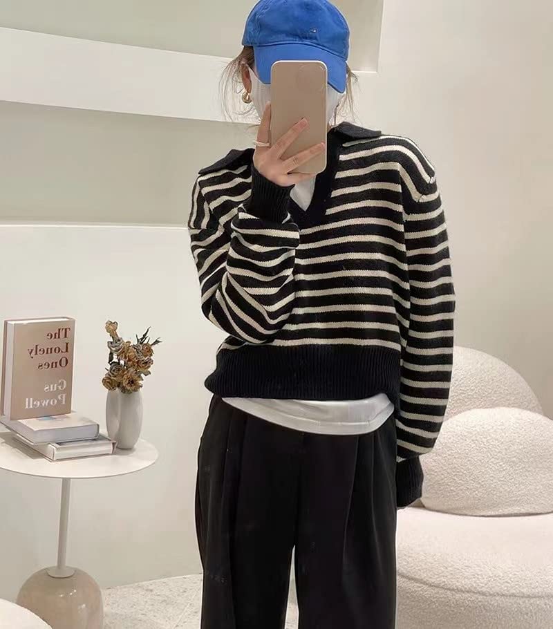 Y2K Hip Hop Sweater Fairy Grunge Vintage Strip Knitted Pullover Gothic V Neck Streetwear Aesthetic Punk Clothes2